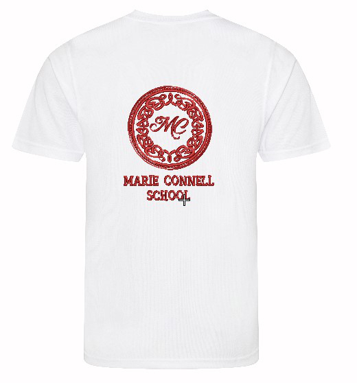 Back view of Arctic White Cool T-Shirt for Marie Connell Dance School
