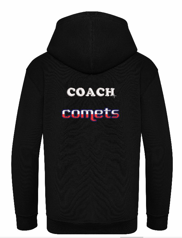 Back view of Deep Black Hoodie (Coach) for The Chilwell Comets Basketball Club