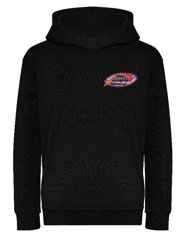 Front view of Deep Black Hoodie for The Chilwell Comets Basketball Club
