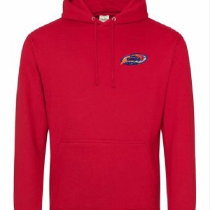Front view of Fire Red Hoodie for The Chilwell Comets Basketball Club