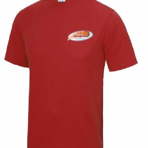 Front view of Fire Red T-Shirt for The Chilwell Comets Basketball Club