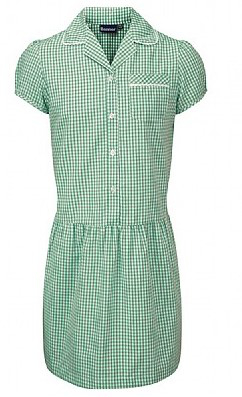 Green and white short sleeve dress.