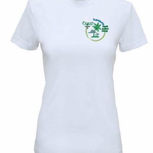 Front view of Ladies Fit White Performance T-Shirt for Coast Taekwon-Do