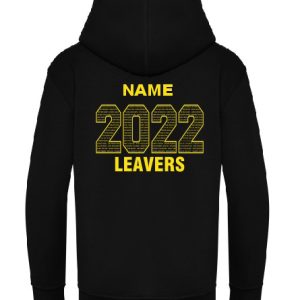 School Leavers Hoodie from Simply First with yellow lettering. For 2024.