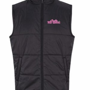Bodywarmer in black with logo for the Auto Test Centre