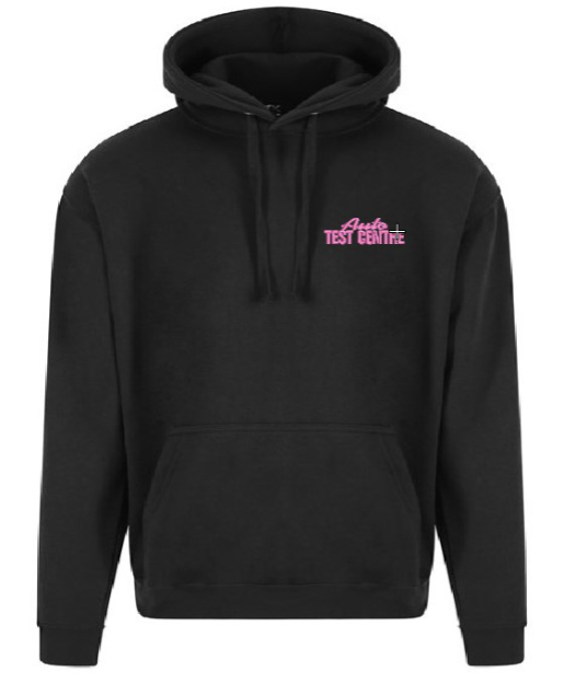 Hoodie in black with logo for the Auto Test Centre