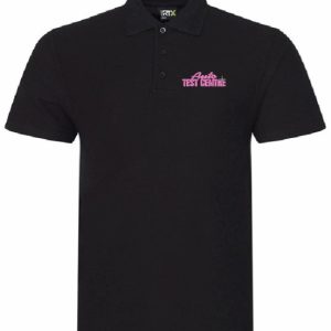 Polo Top in black with logo for the Auto Test Centre