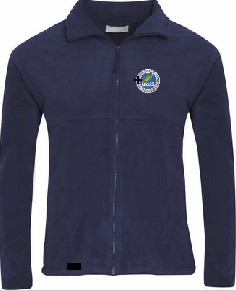 Fleece Zip Jacket in navy blue with school logo for Brackenfield School