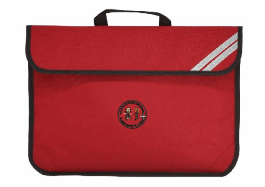 Book Bag in red with school logo for Albany Infant and Nursery School