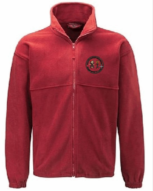 Fleece Zip Jacket in red with school logo for Albany Infant and Nursery School