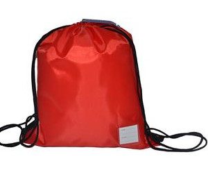 PE Bag in red with school logo for Albany Infant and Nursery School