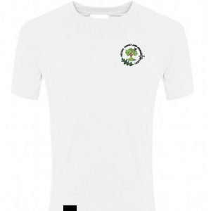 White PE top with school logo for Albany Infant and Nursery School